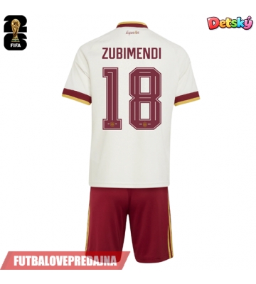 Lacne Dětský Futbalové dres Španielsko Martin Zubimendi #18 MS 2026 Krátky Rukáv - Preč (+ trenírky)